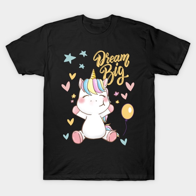 Sweet Unicorn Dream big Cute baby outfit great for kids toddlers baby shower T-Shirt by BoogieCreates